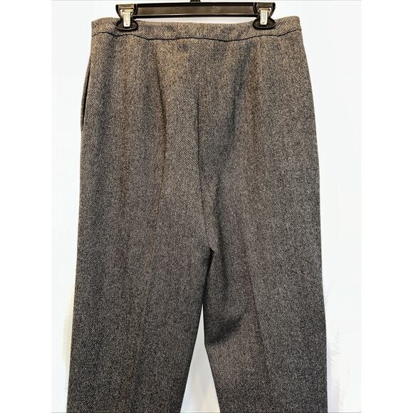 Talbots Women’s 10 Gray Wool Houndstooth Dress Pants Wide Leg Lined Career - Picture 11 of 12